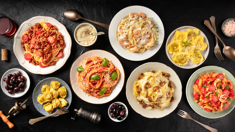 Several Italian pasta dishes