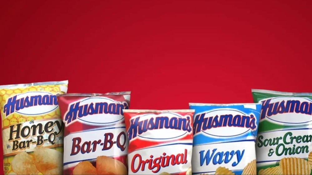 Bags of Husman's potato chips