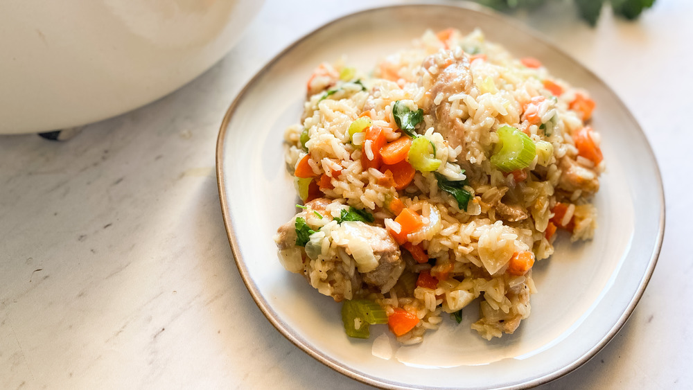 one-pot chicken and rice on plate