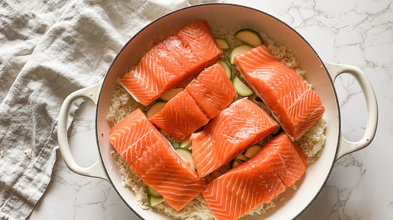 salmon in pot