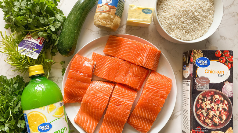 salmon and rice ingredients