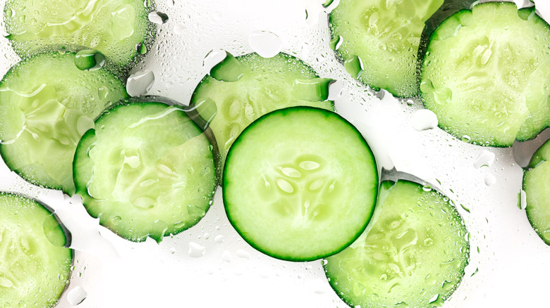 Cucumber slices in water