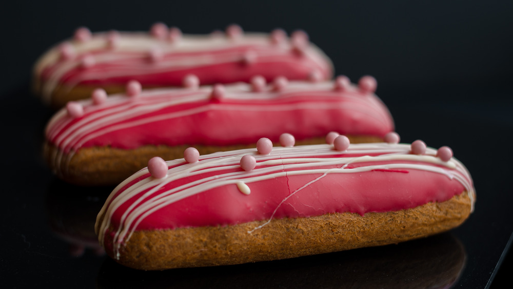 Pink-frosted eclairs