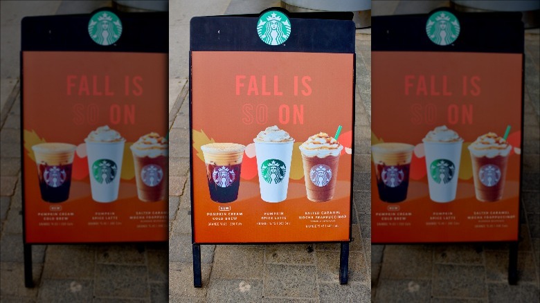 Starbucks fall drinks sign