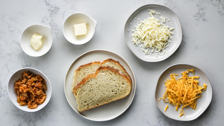 ingredients for kimchi grilled cheese