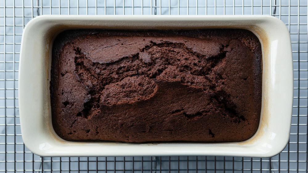 orange chocolate loaf cake resting