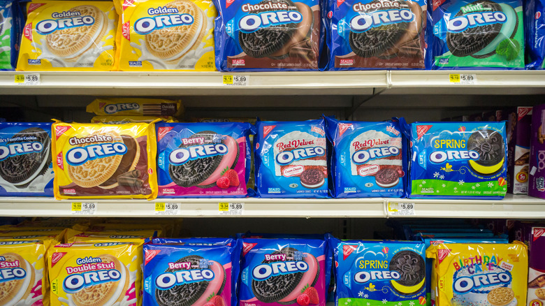 Oreo cookies on shelves
