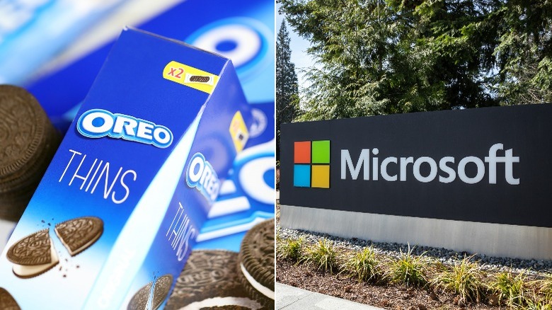 Oreo thins beside Microsoft logo