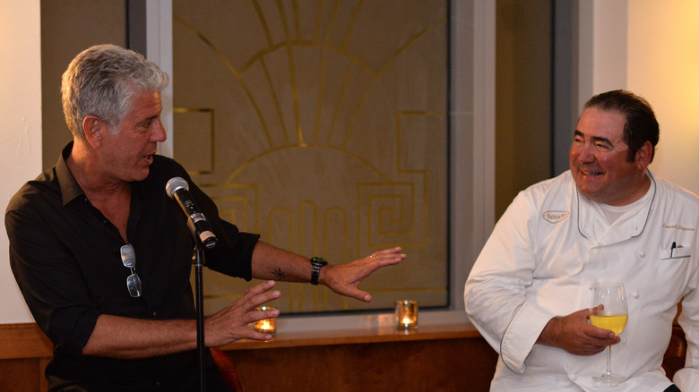 Anthony Bourdain and Emeril Lagasse happy