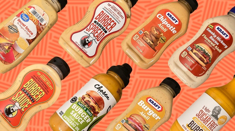 Assortment of store-bought burger sauces