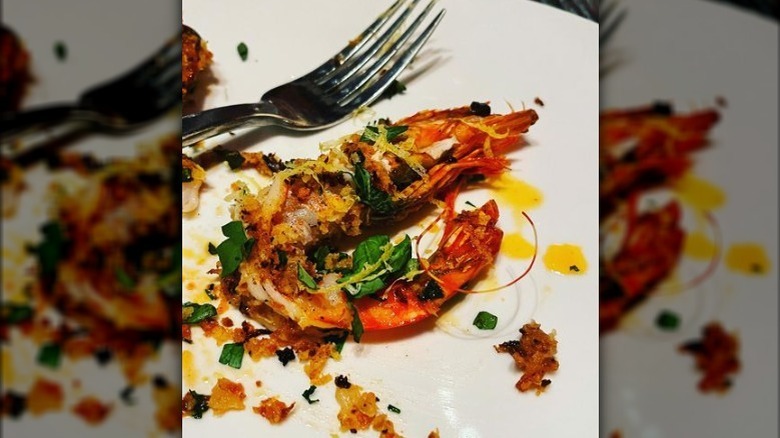 Shrimp with fork