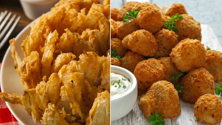 bloomin onion and fried mushrooms