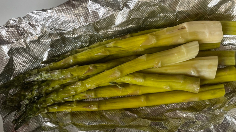 Asparagus on foil