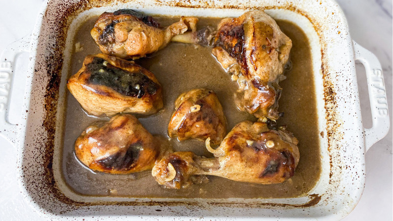 Baked Chicken With Cinnamon in baking dish  