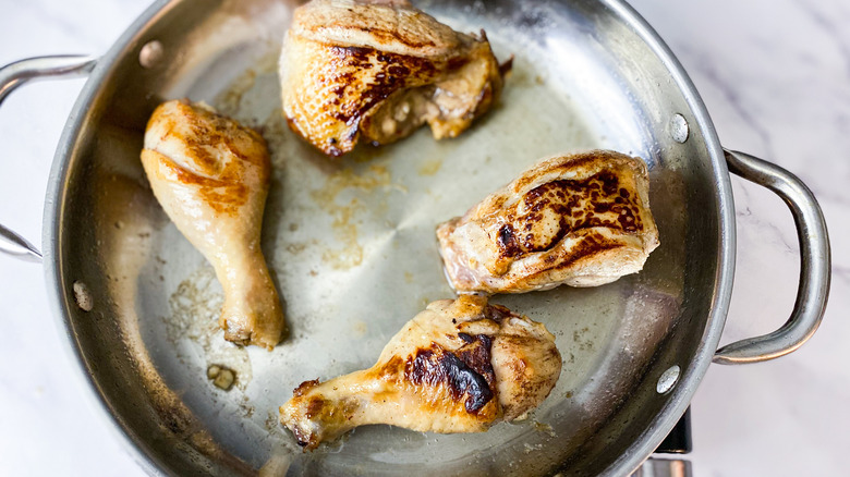 Baked Chicken With Cinnamon in a pan