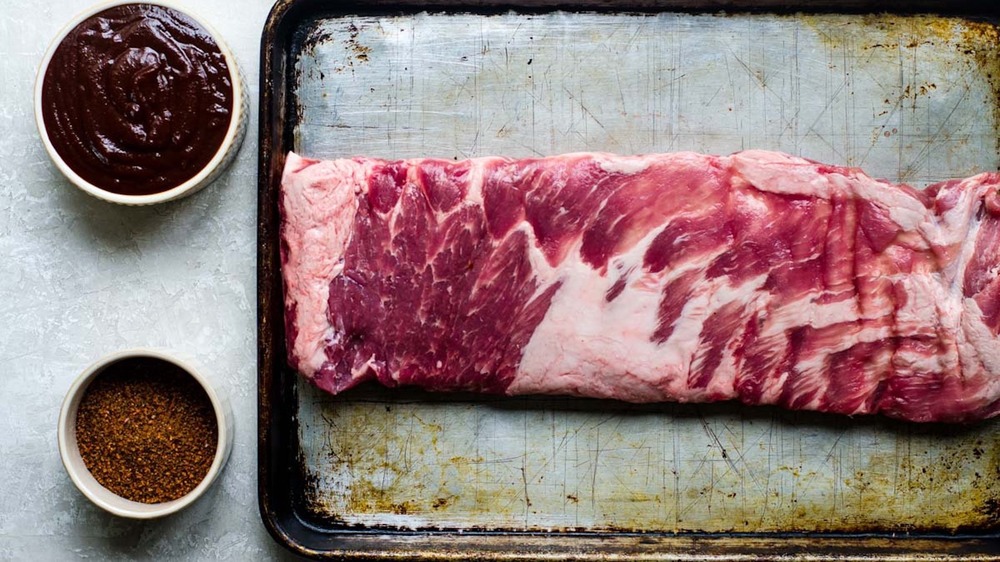 spare ribs on baking pan