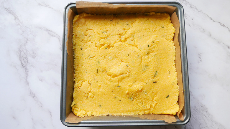 polenta in a baking tin 