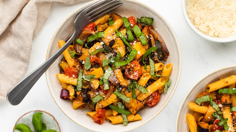 bowl of ratatouille pasta