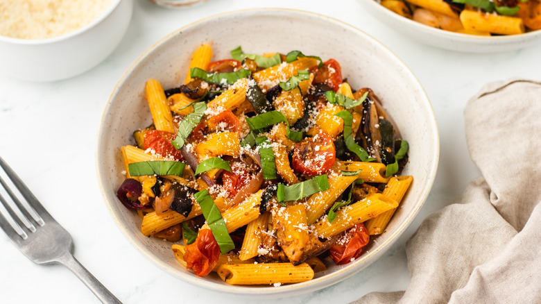 bowl of ratatouille pasta