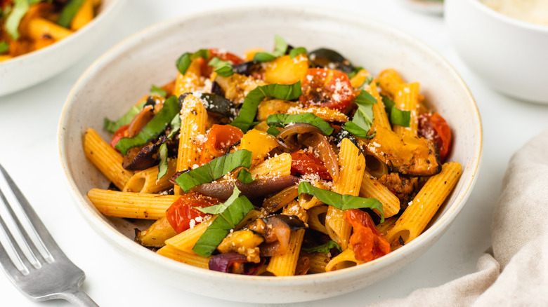 bowl of ratatouille pasta