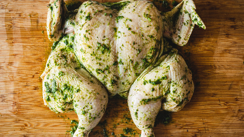 spatchcock chicken with herb sauce