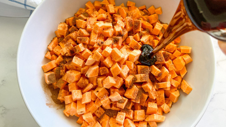 syrup added to sweet potatoes