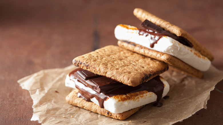 s'mores on parchment paper