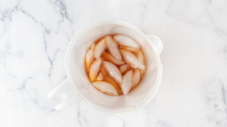 ice and liquid in pitcher