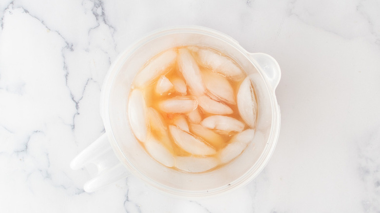 ice and liquid in pitcher