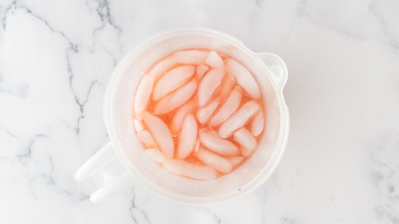 ice and liquid in pitcher