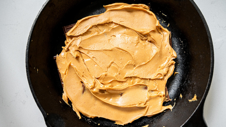 peanut butter chocolate in skillet
