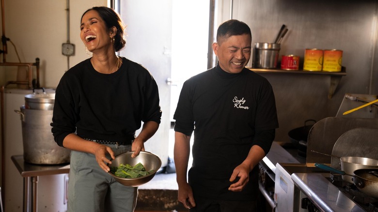 Padma Lakshmi cooks with Filipino chef