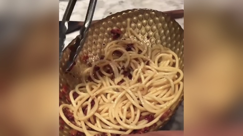 Padma Lakshmi's pasta carbonara