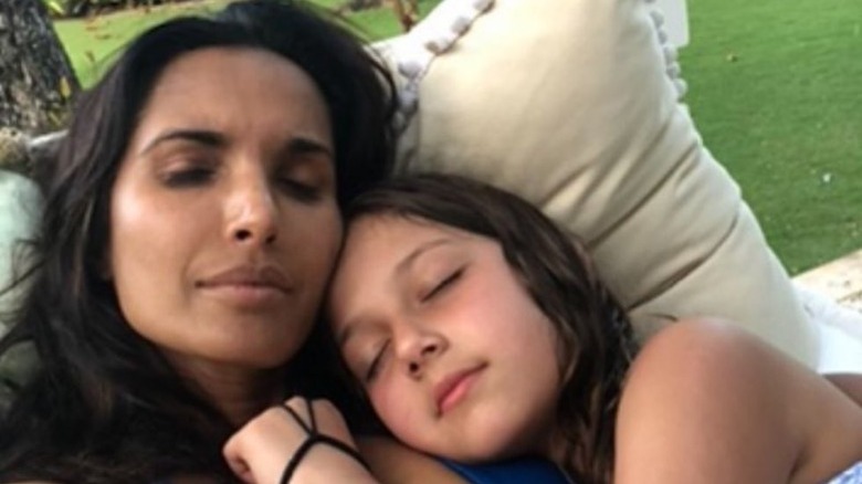 Padma Lakshmi and daughter sleeping