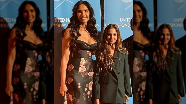 Padma Lakshmi and Krishna posing