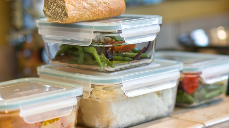 Containers of leftover food