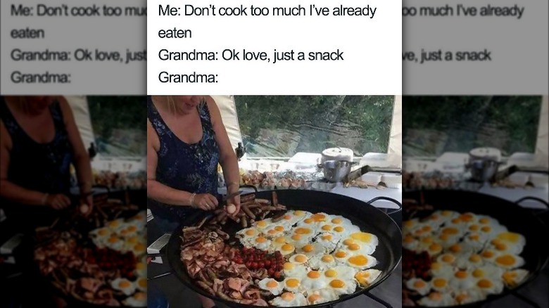 Instagram meme with grandmother cooking