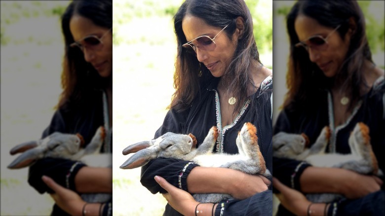 Padma Lakshmi with bunny