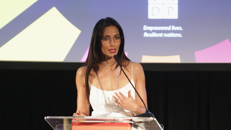 Padma Lakshmi speaks at an event