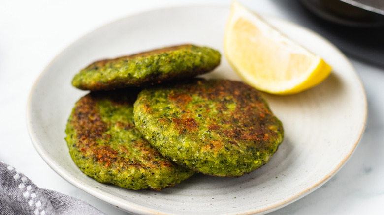 broccoli fritters on plate