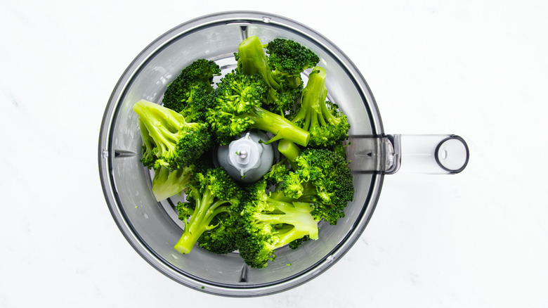 broccoli florets in food processor
