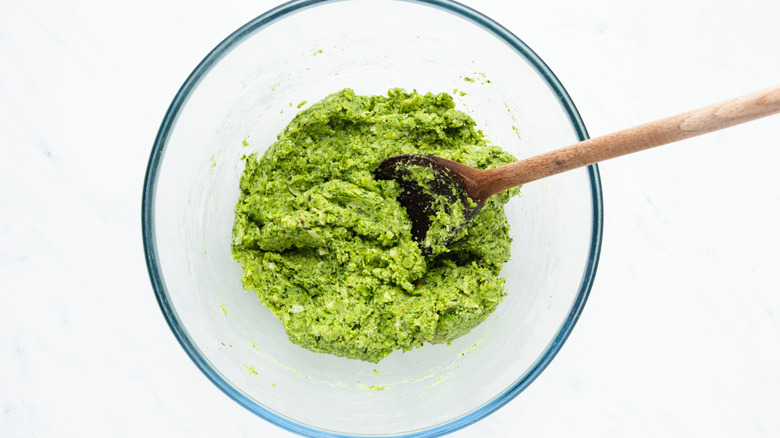 broccoli fritter mixture in bowl