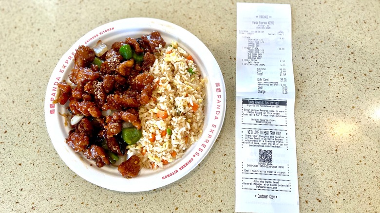 panda express chicken with receipt