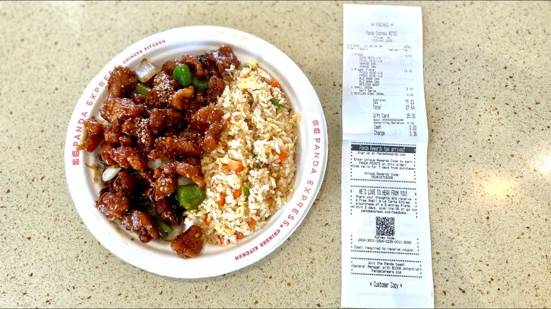 panda express food with receipt