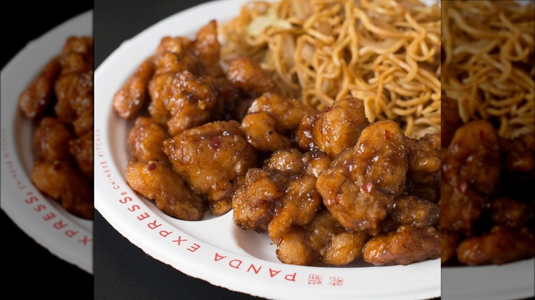 Close-up Panda Express orange chicken