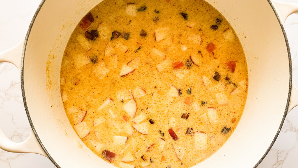 cooking autumn squash soup