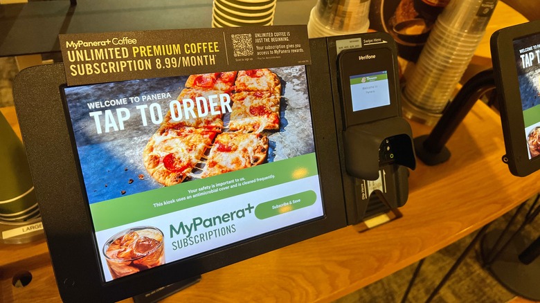 Screens at Panera kiosk