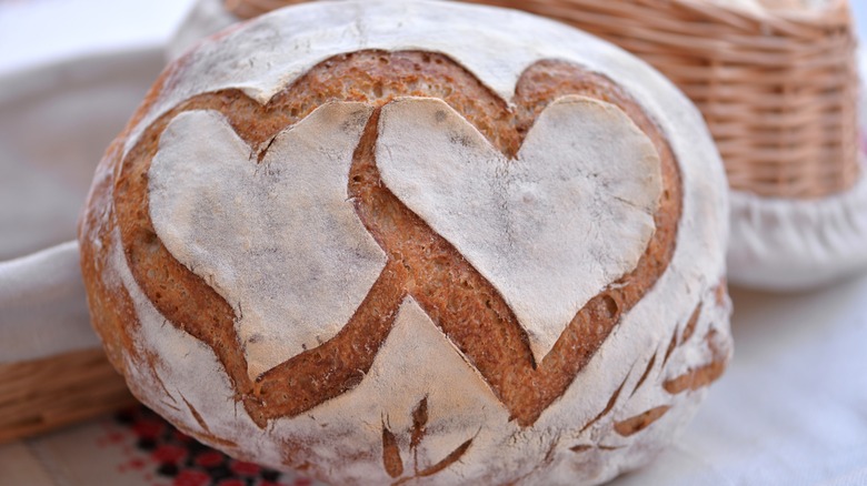 Bread with heart shapes 