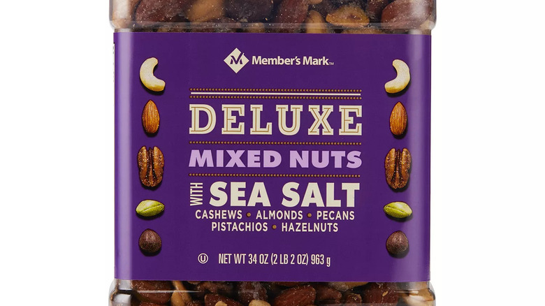 A container of Member's Mark mixed nuts