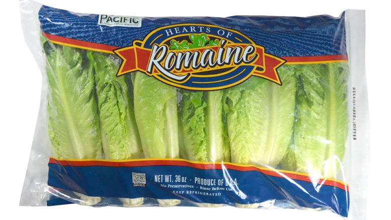 A bag of romaine lettuce hearts